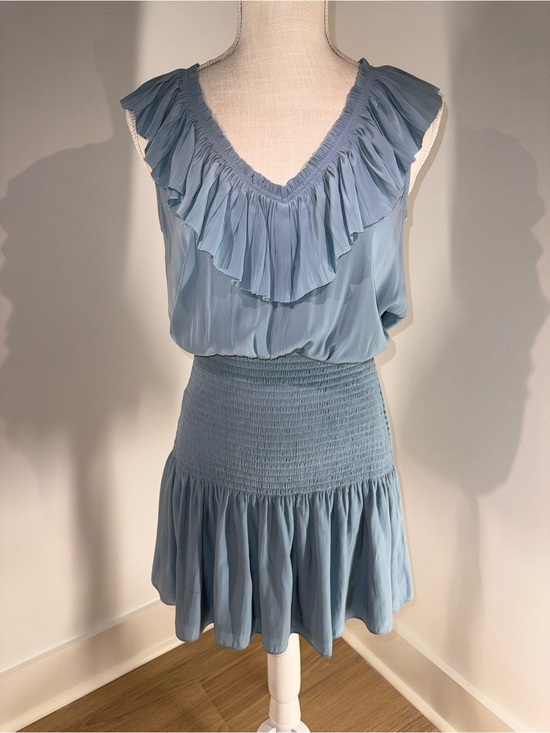Dresses & Skirts - Ramy Brook Dusty Blue Ruffle Smocked Mini Dress XS